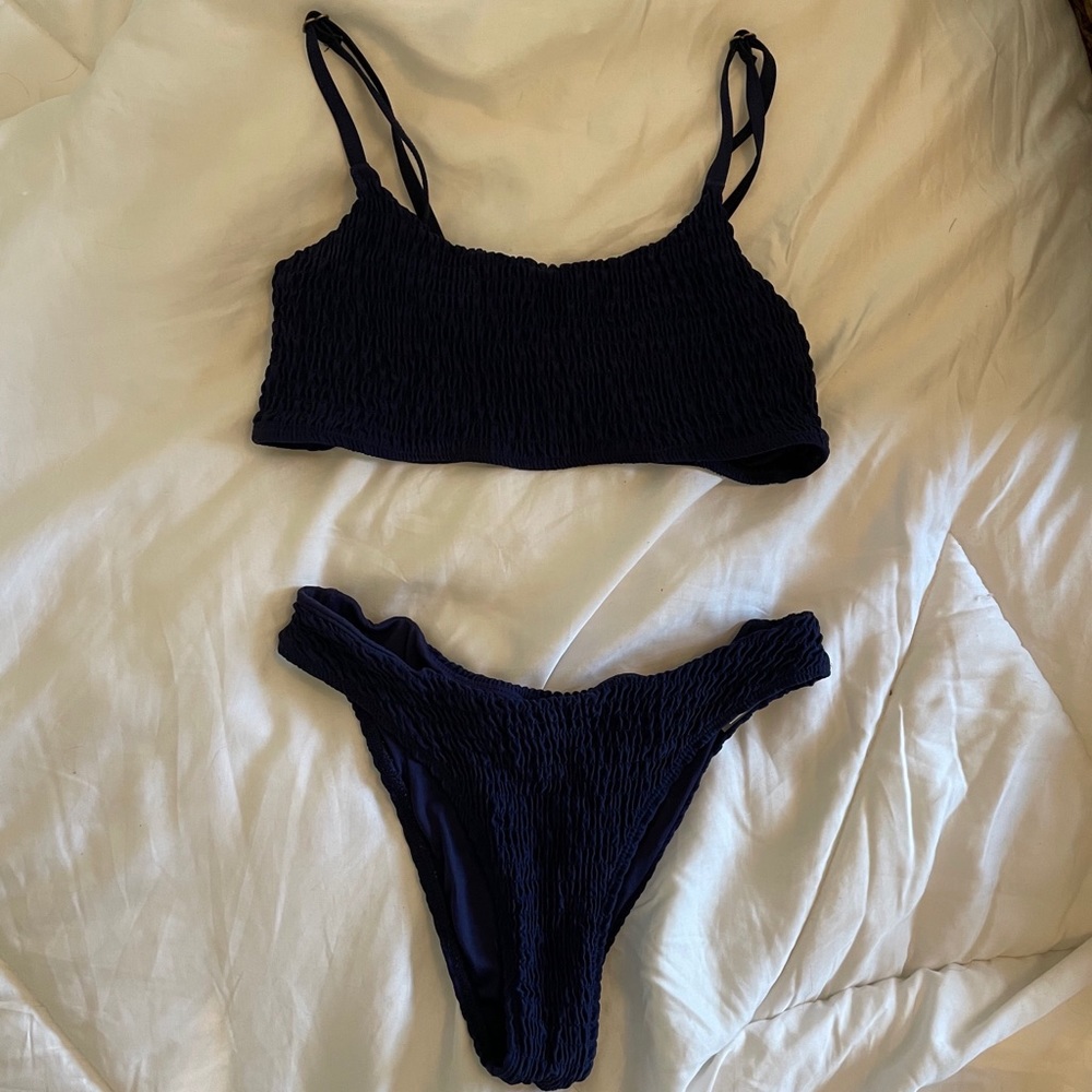 Mosmann Navy Ribbed Bikini